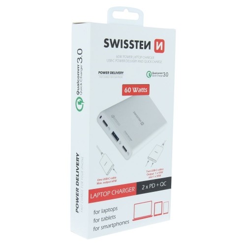 Swissten Tīkla Lādētājs Piezīmjdatoru un MacBook uzlādēšanai / 60W / PD3.0 / QC3.0 / PPS / Balts image 4