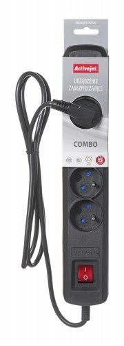 Activejet black power strip with cord ACJ COMBO 5G/3M/BEZP. AUTO/CZ image 4