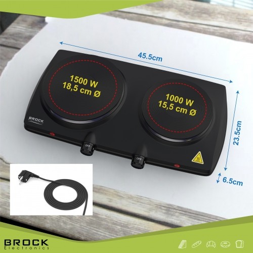 Brock Electronics BROCK Divriņķu elektriskā plītiņa, 1500W image 4