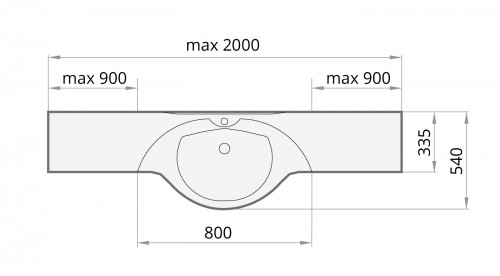 PAA BETA IB1500/00 Akmens masas izlietne 1001 - 1500 mm Glossy White image 4