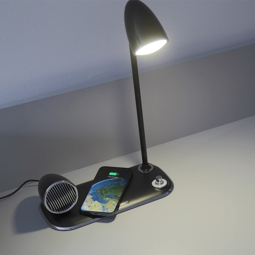 Tellur Nostalgia Wireless Desk Charger, Bluetooth Speaker, Desk Lamp black image 4