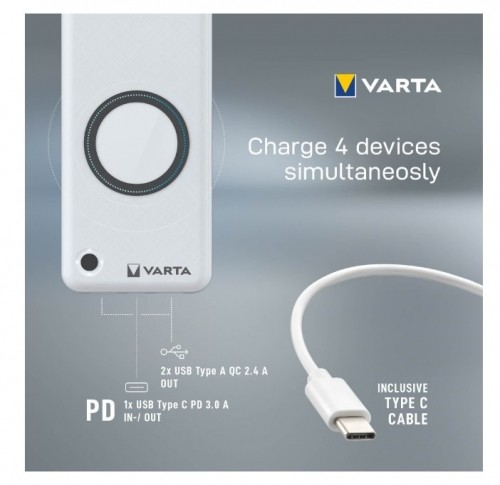 VARTA Portable Wireless Powerbank 15000mAh Silver image 4