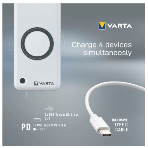 VARTA Portable Wireless Powerbank 20000mAh Silver image 4