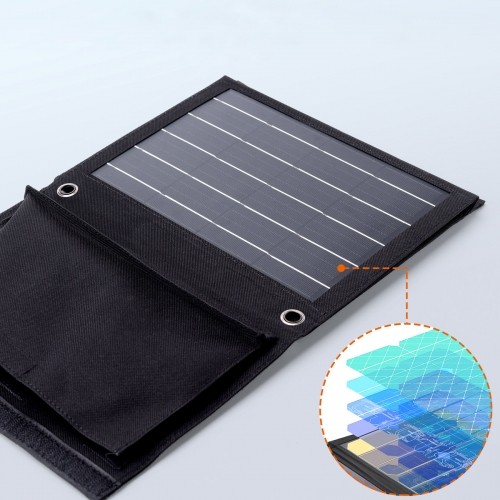 Choetech foldable travel solar solar charger 22W solar panel 2x USB 5V | 2.4A | 2.1A solar panel (82 x 24 cm) black (SC005) image 4