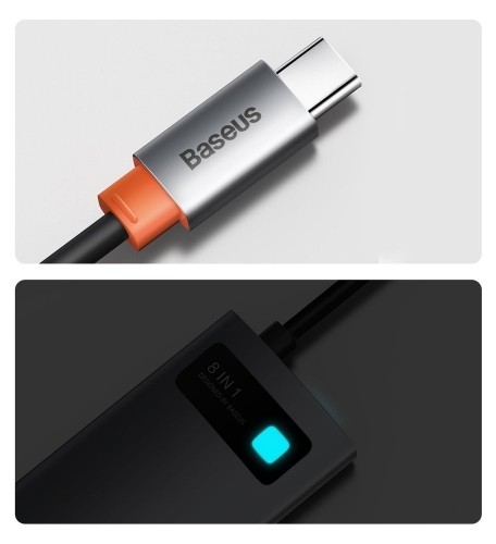 Hub 8in1 Baseus Metal Gleam Series, USB-C to 3x USB 3.0 + HDMI + USB-C PD + Ethernet RJ45 + microSD|SD image 4