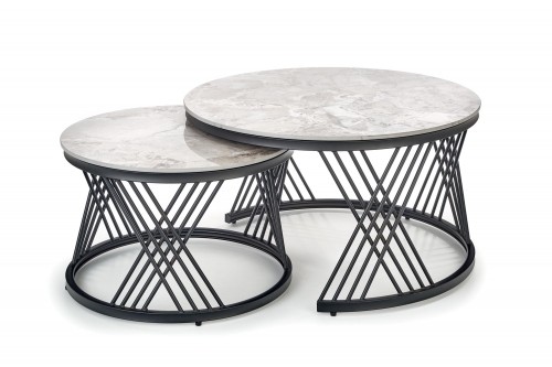 Halmar FLAMINGO set of 2 coffee tables, grey marble image 4