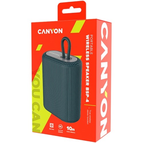 Canyon BSP-4 Bluetooth Speaker, BT V5.0, BLUETRUM AB5365A, TF card support, Type-C USB port, 1200mAh polymer battery, Dark grey, cable length 0.42m, 114*93*51mm, 0.29kg image 4