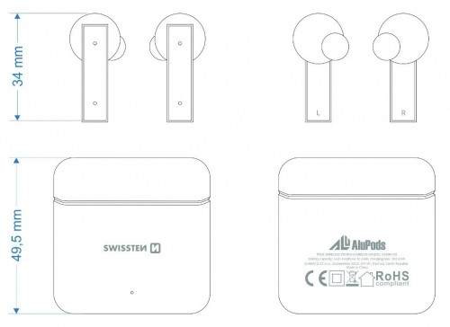 Swissten ALUPODS PRO TWS Bluetooth Стерео Гарнитура с Микрофоном image 4