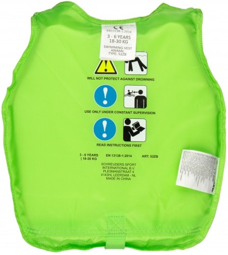 Жилет для плавания детский WAIMEA 52ZB GGZ 3-6 года 18-30 кг Зеленый / Желтый / Черный image 4