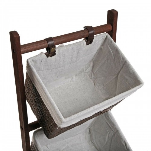 Полка для ванной Versa Темно-коричневый 3 корзины Деревянный Хлопок ротанг 35 x 102 x 35 cm image 4