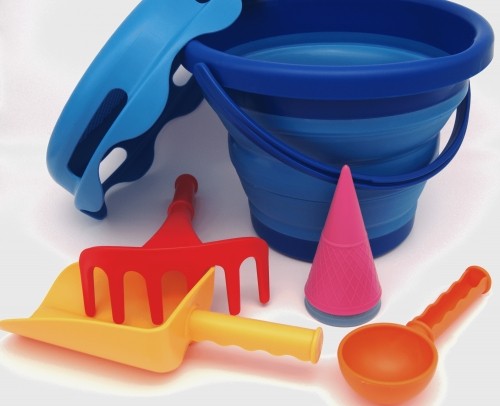 COMPACTOYS Pludmales spainis ar smilšu kastes rotaļlietām 7-in-1, zils image 4