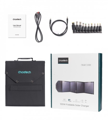 Choetech solar charger 100W foldable USB C, 2x USB PD QC black (SC009-V2) image 4