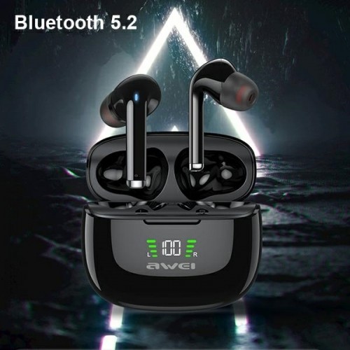 AWEI słuchawki sportowe Bluetooth 5.2 TA8 TWS + stacja dokująca czarny|black image 4