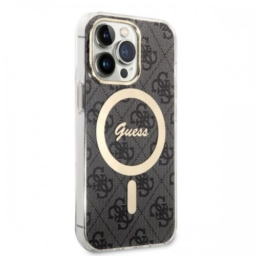 Zestaw Guess GUBPP13XH4EACSK Case+ Charger iPhone 13 Pro Max czarny|black hard case 4G Print MagSafe image 4