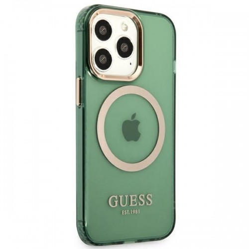 Guess GUHMP13LHTCMA iPhone 13 Pro | 13 6,1" zielony|khaki hard case Gold Outline Translucent MagSafe image 4