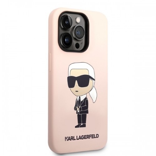 Karl Lagerfeld KLHMP14LSNIKBCP iPhone 14 Pro 6,1" hardcase różowy|pink Silicone Ikonik Magsafe image 4