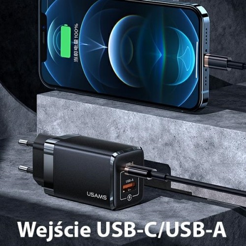 USAMS Ład. siec. T41 USB-C+USB GaN 47W PD+QC (only head) Fast Charging czarny|black CC137TC01 (US-CC137) image 4