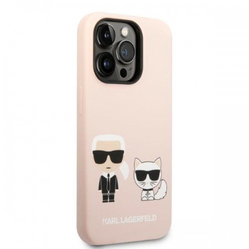 Karl Lagerfeld MagSafe Compatible Case Liquid Silicone Karl and Choupette for iPhone 14 Pro Pink image 4