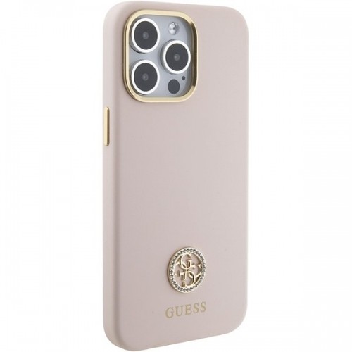 Guess Silicone Logo Strass 4G Back Case Aizsargapvalks Priekš Apple iPhone 15 Pro Max image 4