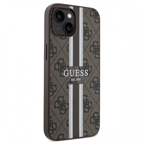 Guess GUHMP15SP4RPSW iPhone 15 | 14 | 13 6.1" brązowy|brown hardcase 4G Printed Stripes MagSafe image 4
