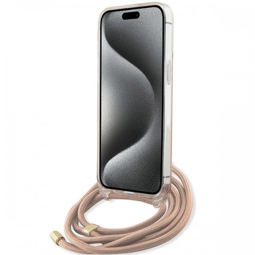 Guess GUHCP15LHC4SEP iPhone 15 Pro 6.1" różowy|pink hardcase Crossbody Cord 4G Print image 4