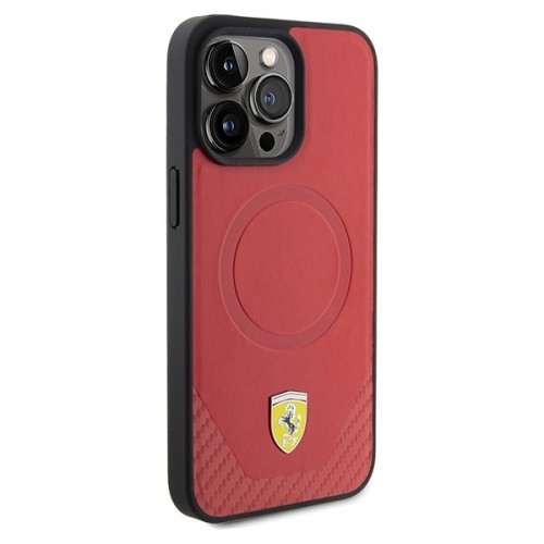 Ferrari FEHMP15LPTER iPhone 15 Pro 6.1" czerwony|red hardcase Carbon Metal Logo MagSafe image 4