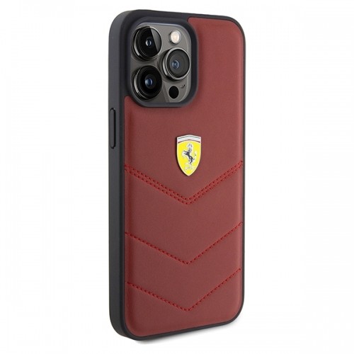 Ferrari FEHCP15XRDUR iPhone 15 Pro Max 6.7" czerwony|red hardcase Leather Stitched Lines image 4