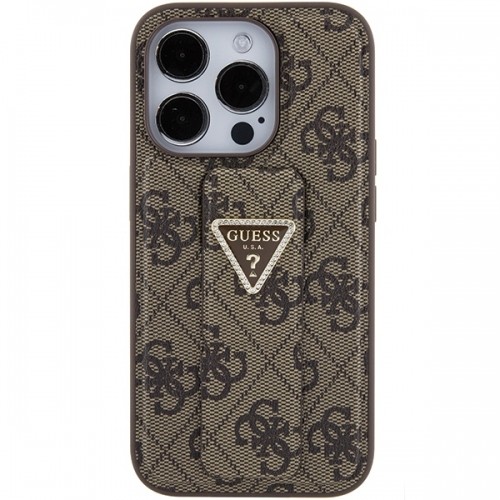 Guess GUHCP15LPGS4TDW iPhone 15 Pro 6.1" brązowy|brown hardcase Grip Stand 4G Triangle Strass image 4
