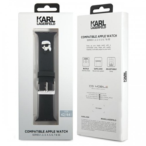 Karl Lagerfeld Pasek KLAWLSLKNK Apple Watch 42|44|45|49mm czarny|black strap 3D Rubber Karl Head image 4