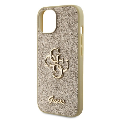 Guess PU Fixed Glitter 4G Metal Logo Case for iPhone 12|12 Pro Gold image 4