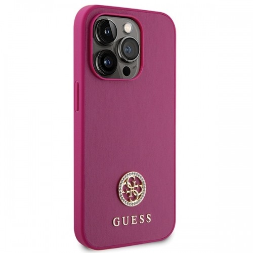 Guess GUHCP15LPS4DGPP iPhone 15 Pro 6.1" różowy|pink hardcase Strass Metal Logo image 4
