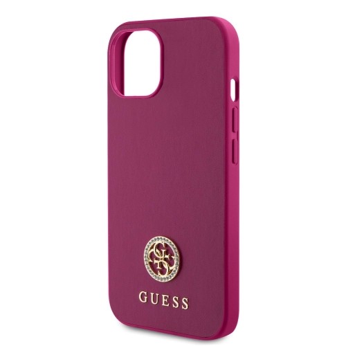 Guess PU 4G Strass Metal Logo Case for iPhone 15 Pink image 4