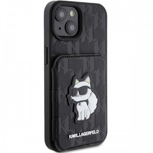 Karl Lagerfeld KLHCP15SSAKCNSCK iPhone 15 6.1" czarny|black hardcase Saffiano Cardslots and Stand Monogram Choupette image 4