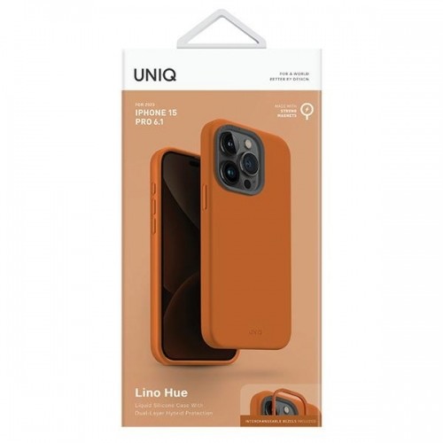 UNIQ etui Lino Hue iPhone 15 Pro 6.1" Magclick Charging pomarańczowy|sunset orange image 4