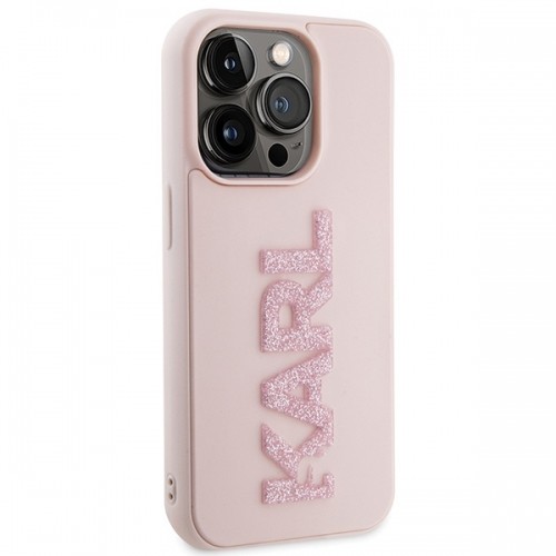 Karl Lagerfeld KLHCP15X3DMBKCP iPhone 15 Pro Max 6.7" różowy|pink hardcase 3D Rubber Glitter Logo image 4