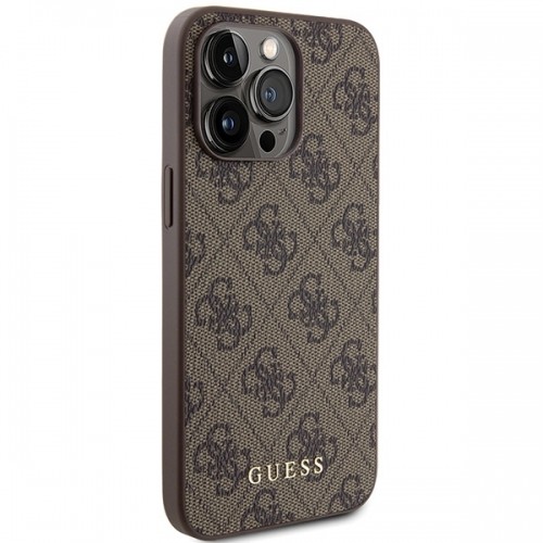 Guess GUHCP15XG4GFBR iPhone 15 Pro Max 6.7" brązowy|brown hard case 4G Metal Gold Logo image 4