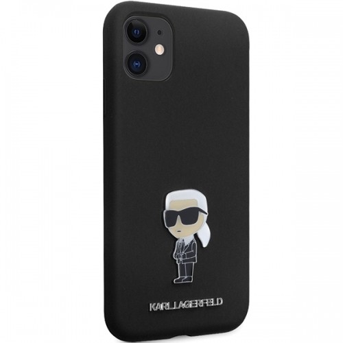 Karl Lagerfeld KLHCN61SMHKNPK iPhone 11 | Xr 6.1" czarny|black Silicone Ikonik Metal Pin image 4