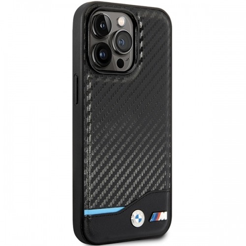 Etui BMW BMHCP13X22NBCK iPhone 13 Pro Max 6.7" czarny|black hardcase Leather Carbon image 4
