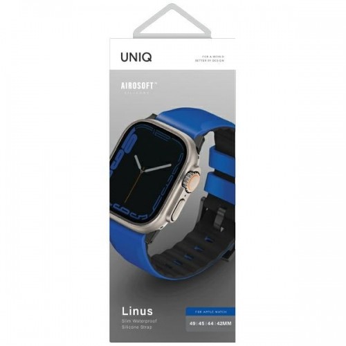 UNIQ pasek Linus Apple Watch Series 1|2|3|4|5|6|7|8|SE|SE2|Ultra 42|44|45|49mm Airosoft Silicone niebieski|racing blue image 4