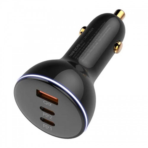 LDNIO C102 Car Charger, USB + 2x USB-C, 160W + USB to Lightning Cable (Black) image 4