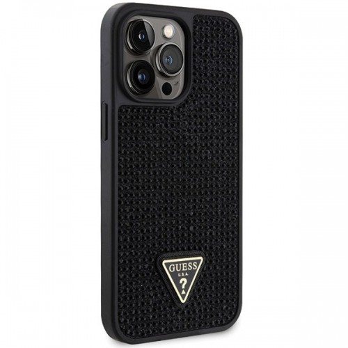 Guess Rhinestones Triangle Metal Logo Case for iPhone 14 Pro Max Black image 4