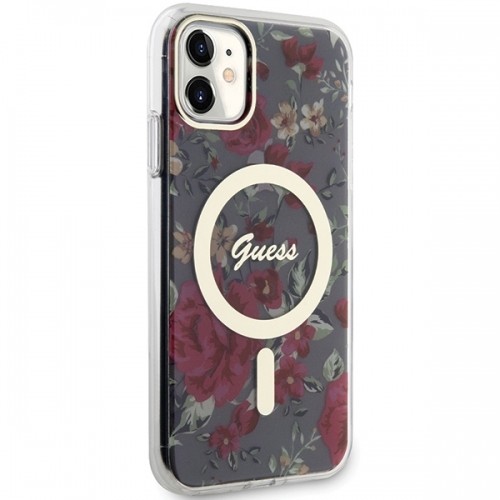 Guess PC|TPU Flowers IML MagSafe Compatible Case for iPhone 11 Kaki image 4