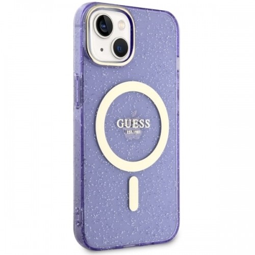 Guess GUHMP14SHCMCGU iPhone 14 6.1" purpurowy|purple hardcase Glitter Gold MagSafe image 4