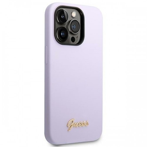 Guess GUHCP14XSLSMU iPhone 14 Pro Max 6,7" fioletowy|purple hard case Silicone Vintage Gold Logo image 4
