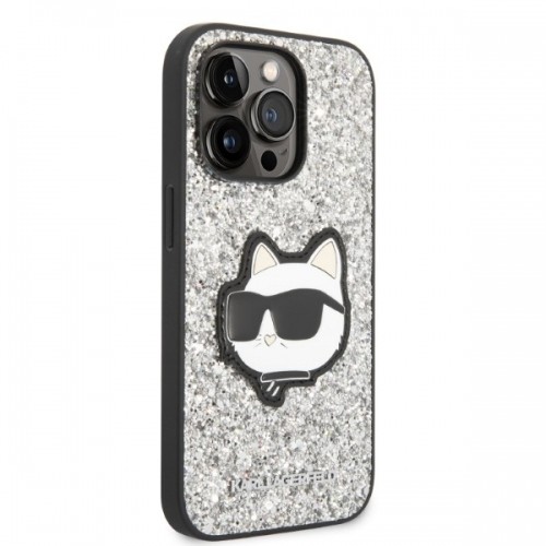 Karl Lagerfeld KLHCP14LG2CPS iPhone 14 Pro 6,1" srebrny|silver hardcase Glitter Choupette Patch image 4