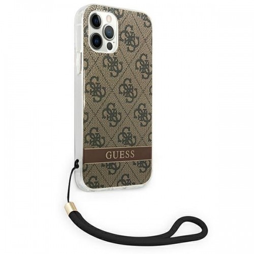 Guess GUOHCP12MH4STW iPhone 12|12 Pro brązowy|brown hardcase 4G Print Strap image 4