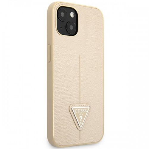 Guess GUHCP14SPSATLE iPhone 14 6,1" beżowy|beige hardcase SaffianoTriangle Logo image 4