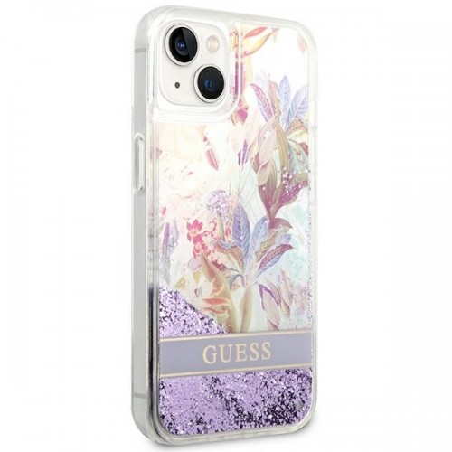 Guess GUHCP14MLFLSU iPhone 14 Plus 6,7" fioletowy|purple hardcase Flower Liquid Glitter image 4