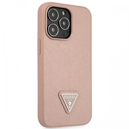 Guess GUHCP14LPSATLP iPhone 14 Pro 6,1" różowy|pink hardcase SaffianoTriangle Logo image 4