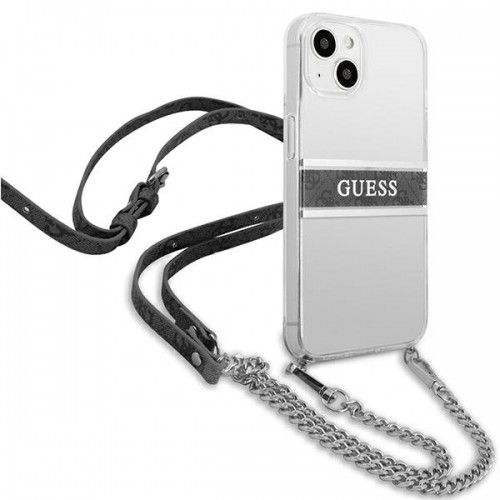 Guess GUHCP13SKC4GBSI iPhone 13 mini 5,4" Transparent hardcase 4G Grey Strap Silver Chain image 4